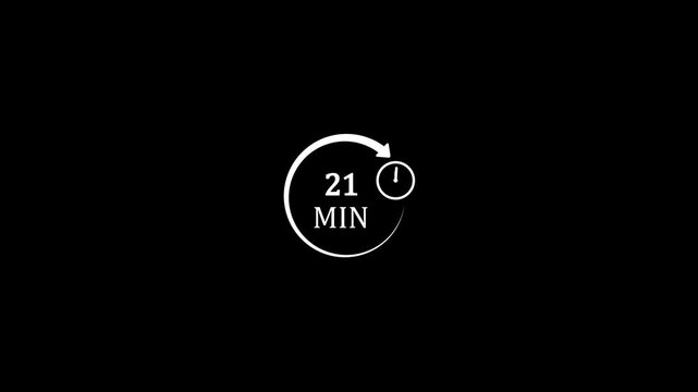 21 minute countdown timer animation with circular progress indicator for ui 21 minutes clock progress bar