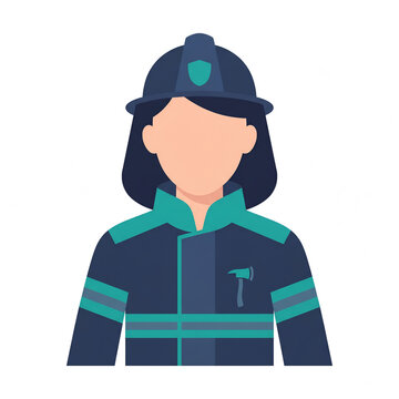 firefighter woman avatar icon flat vector faceless diverse
