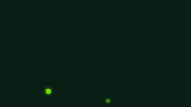 Glowing green bokeh particles floating on dark animation 4k background, abstract motion