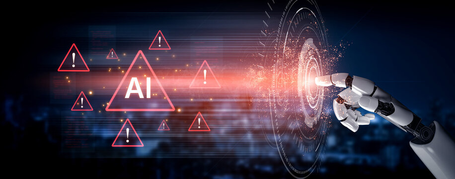 Futuristic artificial intelligence concept depicting AI hallucination, processing errors, and generating misinformation. Represents the risks of unreliable algorithms and model collapse. Corpus