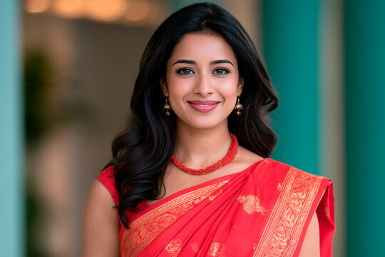 Portrait of a confident indian business woman wearing traditional saree