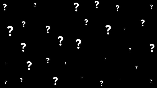 Floating question marks background, animation, abstract concept, of uncertainty and, faq, minimalist black, and white motion, for business presentations