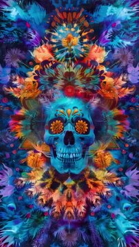 Colorful Sugar Skull vector illustration for Day of the Dead Dia de los Muertos and Halloween background