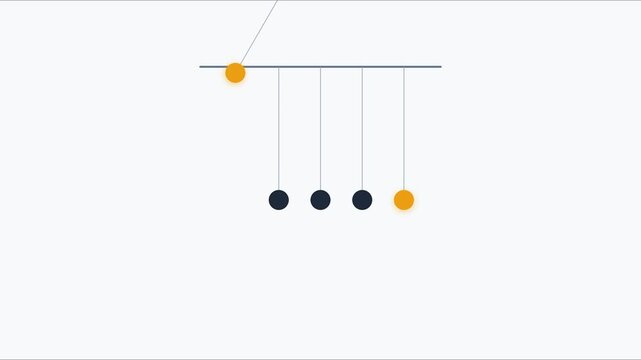 Minimalist newton&rsquo;s cradle animation: physics concept of momentum and energy transfer 4k newton's cradle