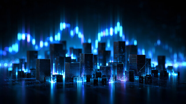 Digital Stock Market City Skyline Finance Growth