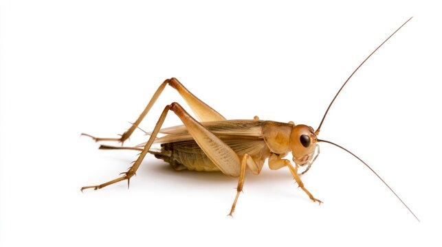 Single house cricket (Acheta domesticus) isolated on white background