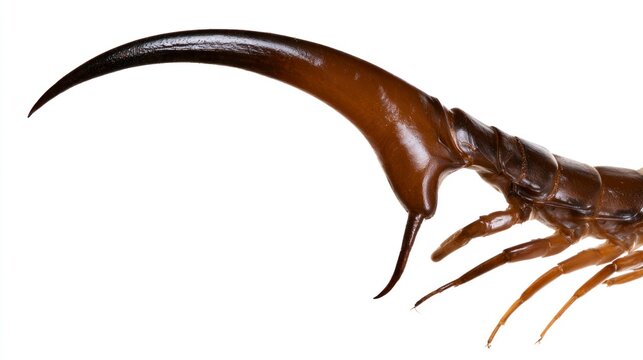 Macro shot of the pincers of an earwig isolated on a white background