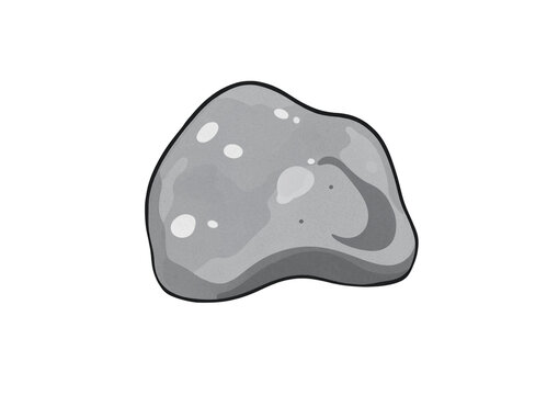 Illustration of a single smooth gray rock boulder isolated on transparent background