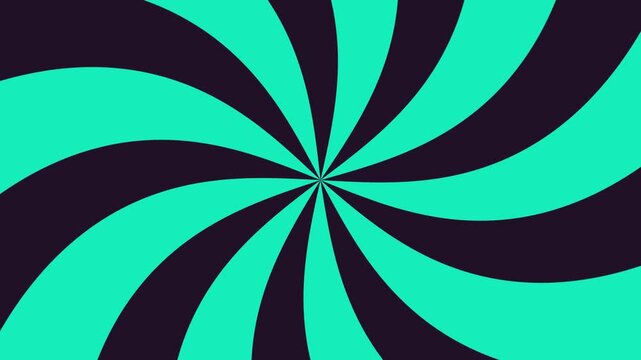 Teal and dark navy blue hypnotic spiral rotating motion background loop