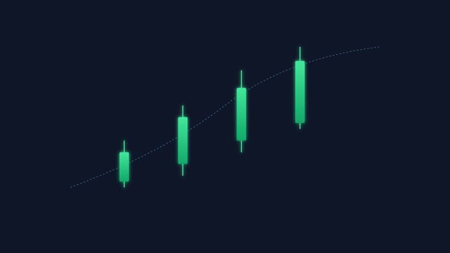 Financial growth chart with rising green candlestick patterns for stock market analysis and trading data visualization animation 4k
