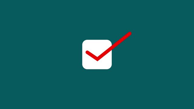 Animated checkmark on teal background: minimalist success and approval symbol for  tick animation 4k stock video