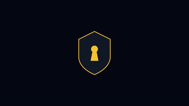 Digital security shield with keyhole animation for cybersecurity and data protection concepts 4k