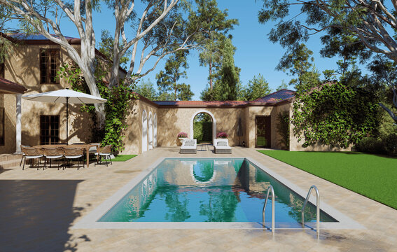 Luxury Mediterranean Villa with Swimming Pool and Lounge Area