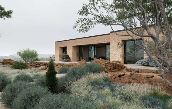 Modern Luxury Villa Exterior Architecture with Natural Landscape Design
