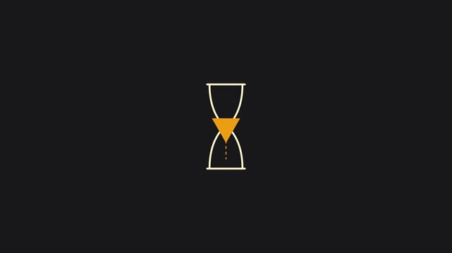 Minimalist hourglass animation loading with orange sand flowing for time management and countdown concepts 4k