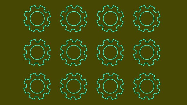 Minimalist gear pattern animation, rotating mechanical cogs background, for industrial technology, and engineering concepts 4k stock video