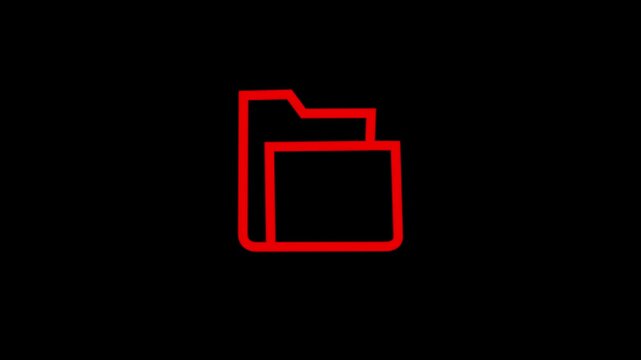Minimalist red folder animation on black background, for digital interface, and 4k stock video