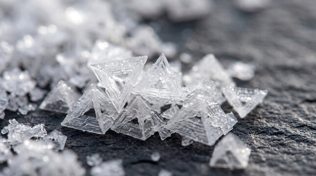 Pyramid Sea Salt Crystals on Dark Slate Background