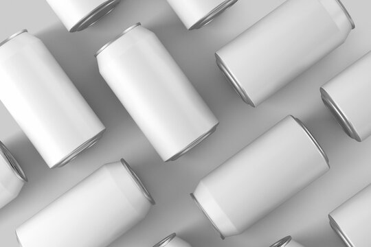 330ml Soda Beer Drink Can White Blank 3D Rendering Mockup