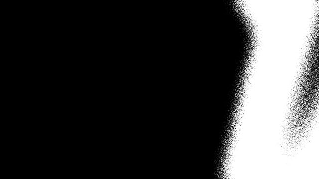 Grain Noise Wipe Transition on black background, rough brush grunge texture transition overlay with alpha channel, Stipple Matte transition