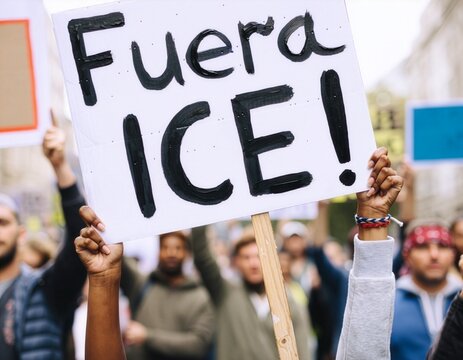 Fuera ICE protest sign in Spanish