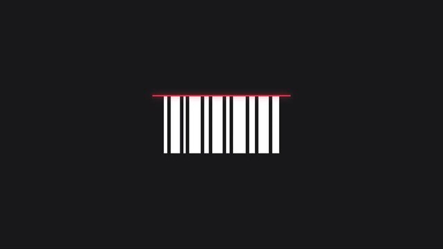 Digital barcode scanning animation with red laser line for retail and technology concepts 4k scanner