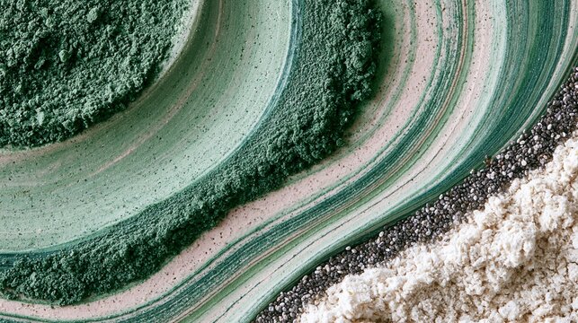 Spirulina powder and oat flour create an earthy landscape for plant-based nutrition in a natural setting Generative AI