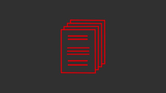 Minimalist red document animation, digital paper stack symbol for business and data management file  4k stock video