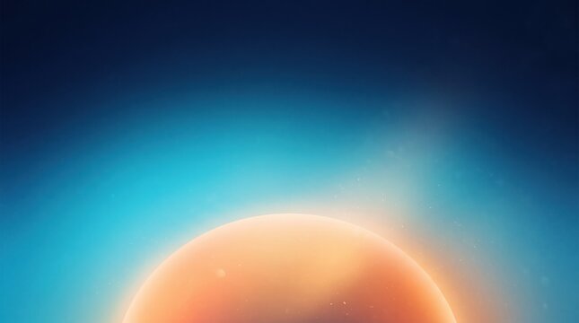 Abstract orange sphere on blue gradient background. Modern digital art for UI UX design.