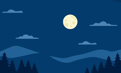 Fototapeta premium Peaceful home environment under bright full moon