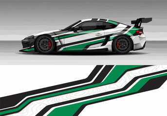 Obraz premium Green and black racing car with aerodynamic design on track
