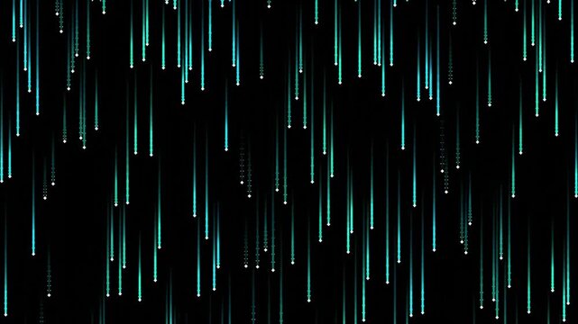 Neon data rain falling vertical light streaks background animation.