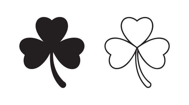 shamrock icon featuring black silhouette and outline art vector design black silhouette black silhouette and outline art vector icon