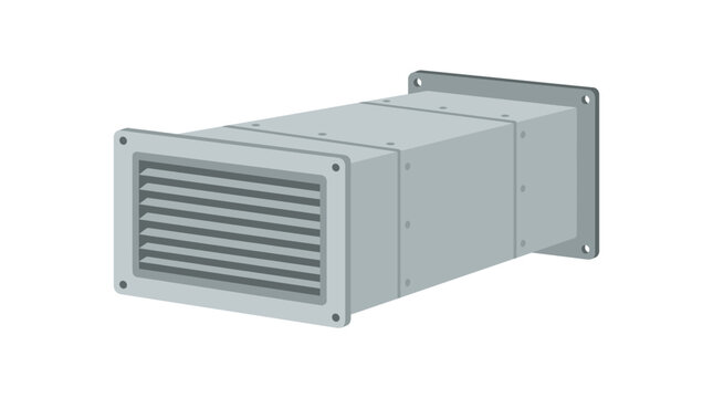 Flat Vector Illustration of Rectangular HVAC Ventilation Duct