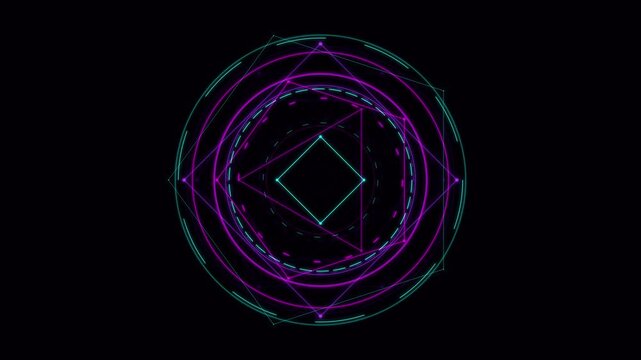 Purple Teal Magic Circle Loading Screen. Seamless Loop Background.