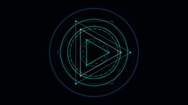 Blue Cyan Magic Circle Loading Screen. Seamless Loop Background.