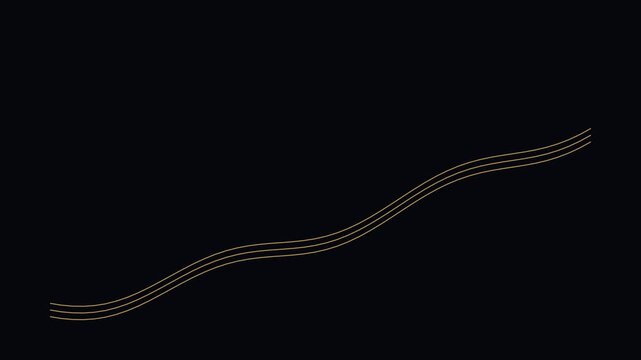 Minimalist gold wave lines motion on animation 4k black background