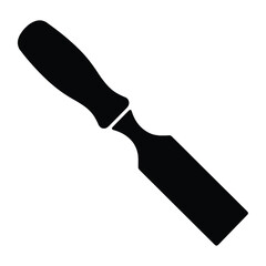 Obraz premium Black silhouette icon of a sharp wood chisel tool