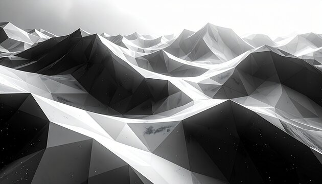 Abstract Polygonal Landscape, Geometric Mountain Range, Modern Digital Art