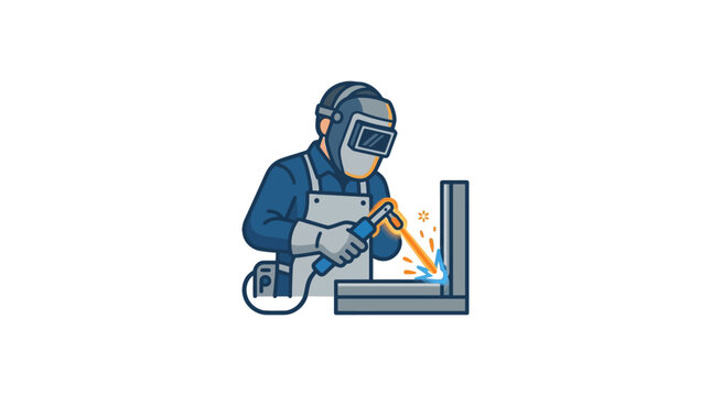 Man welding metal with safety gear.