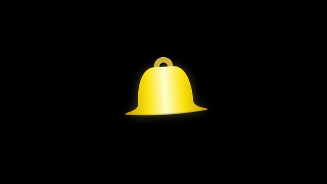 A simple golden bell icon isolated on a black background.