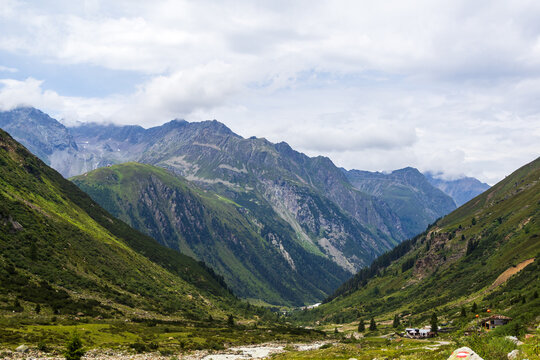 Mountain valley with alpine huts and hiking trail, Austria, Tyrol, Zams, 29 June 2026