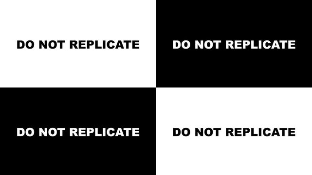 Do not replicate warning sign text animation on 4k black and white checkerboard background typography