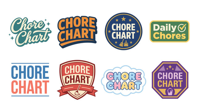 This vibrant collection of chore chart designs provides engaging and fun visuals to help families keep track of chores in an appealing and motivational way.