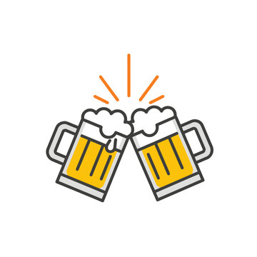 Beer mugs clinking icon vector illustration design. EPS Editable