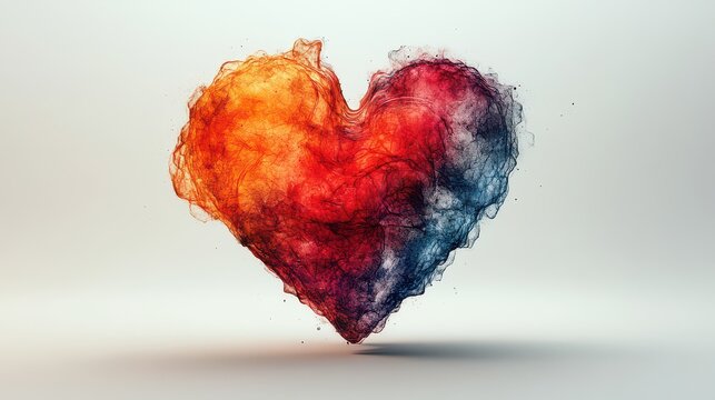 Colorful smoke heart, studio background, love concept, Valentine's Day