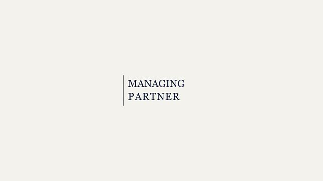 Managing partner title card animation for corporate presentations and business leadership branding 4k