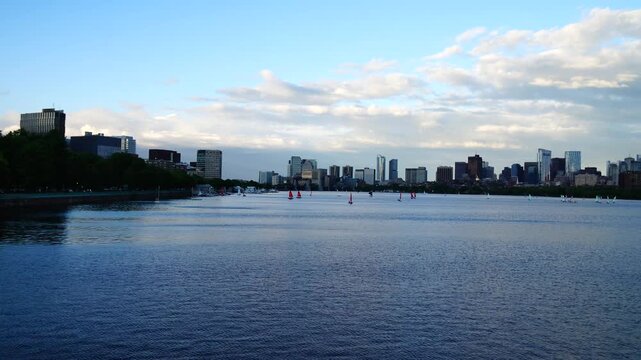 Boston, Massachusetts, USA: 06 01 2026: Charles river, Boston City and Cambridge town
