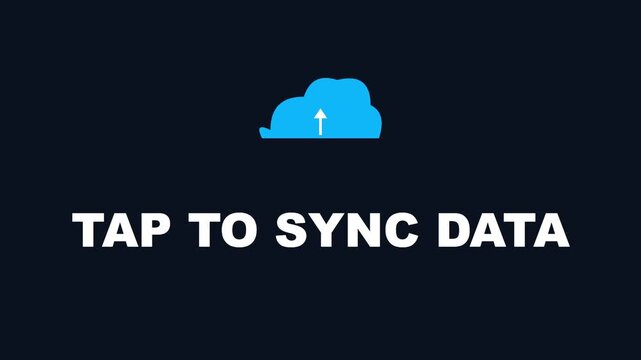 Tap to sync data cloud upload animation for mobile app interface 4k