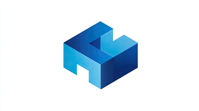 Single blue 3D isometric geometric block icon